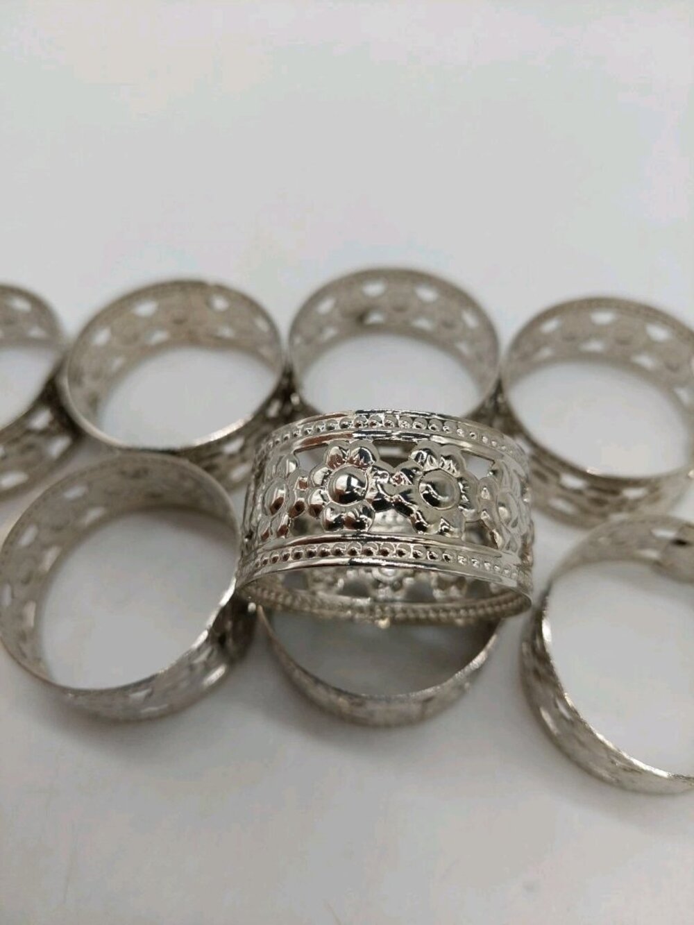 Napkin Rings Silver Metal Mixed Bundle Of 8 Holders Ornate Floral
